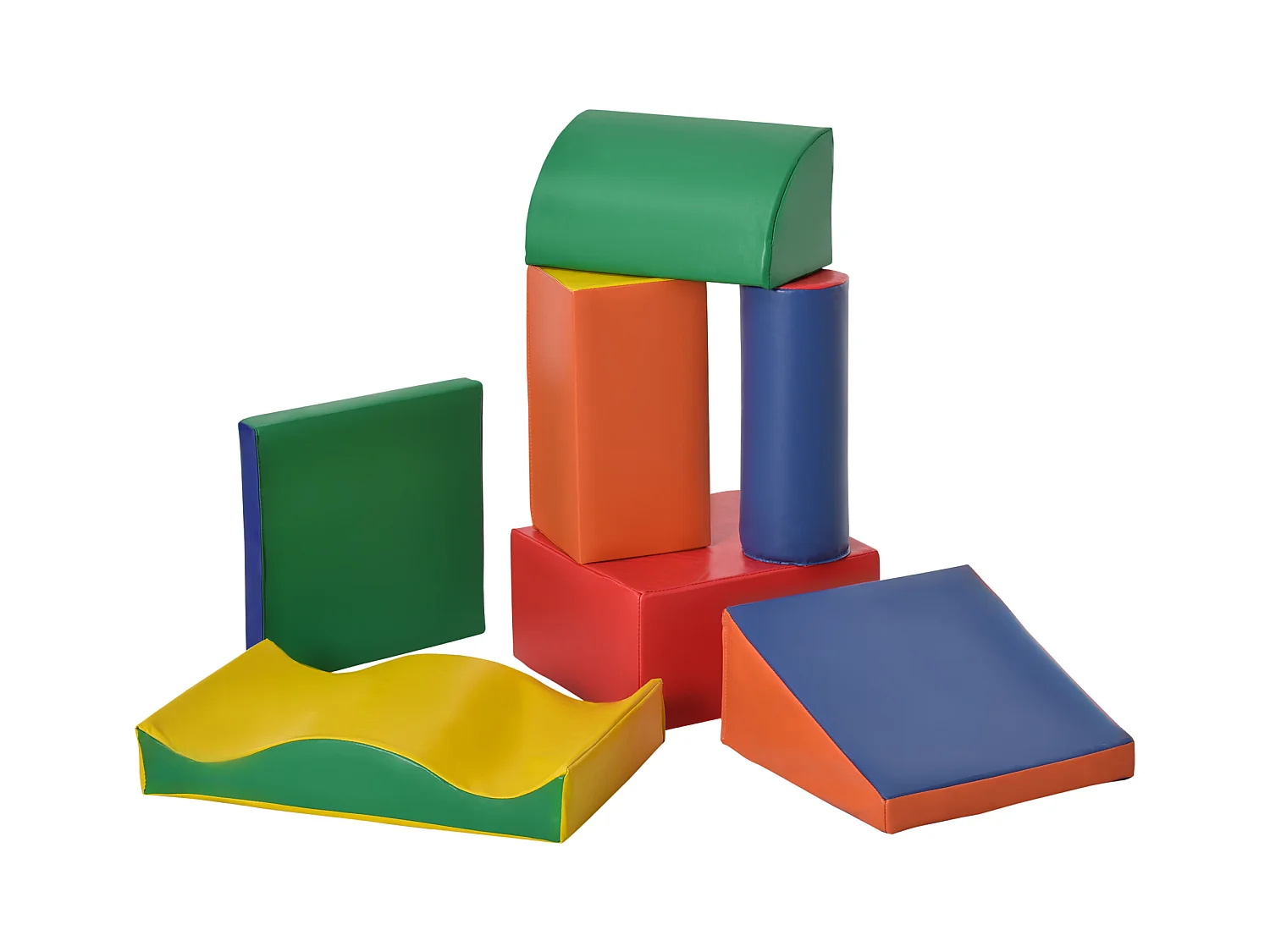 7 blocs de construction en mousse XXL - modules de motricité - jouets éducatifs - certifiés normes EN71-1-2-3 - mousse EPE revêtement PU multicolore