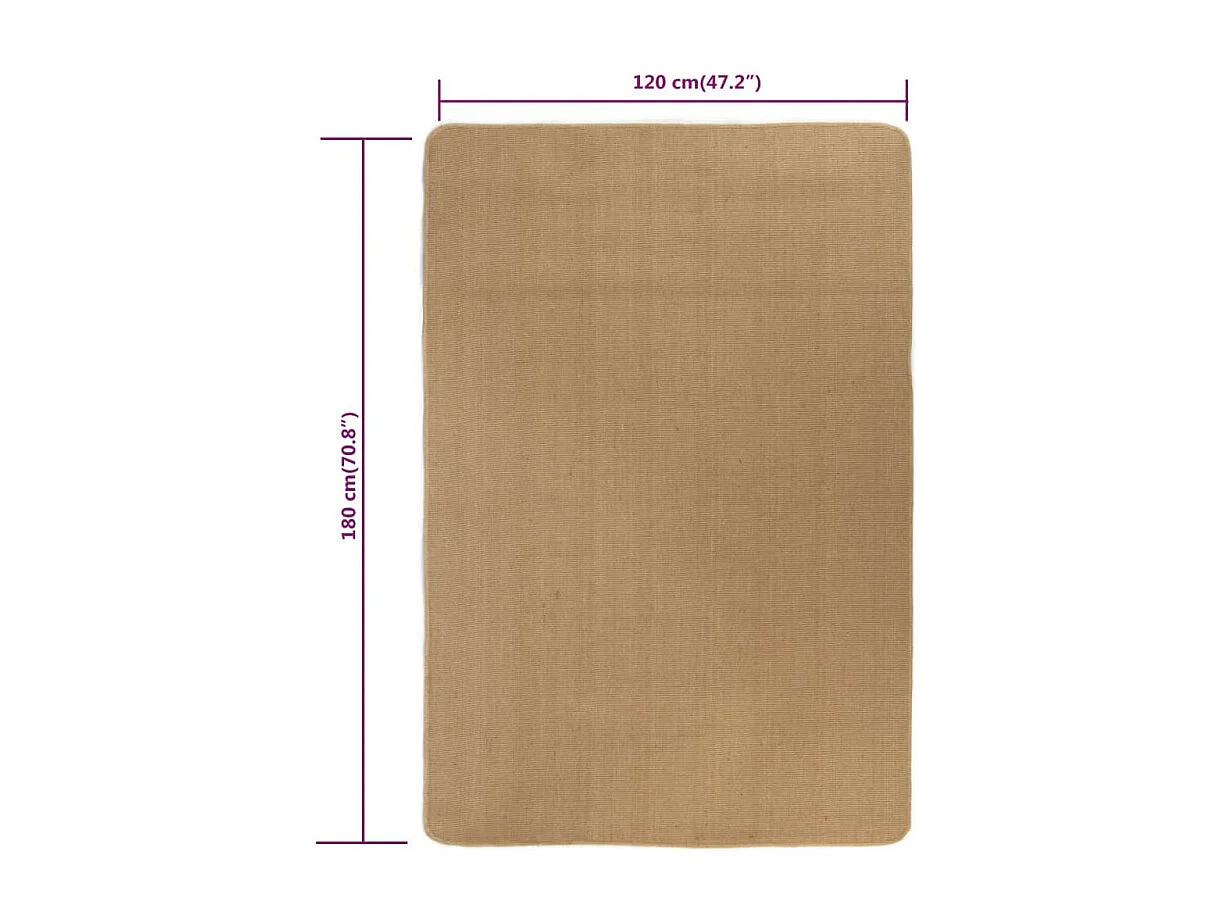 Tapis en jute avec support en latex 120x180 cm Naturel