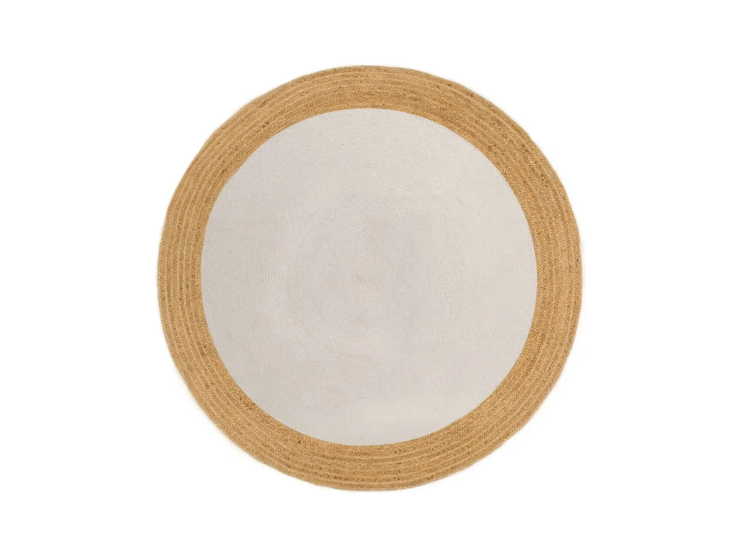 Teppich Geflochten Weiß & Natur 120 cm Jute & Baumwolle Rund