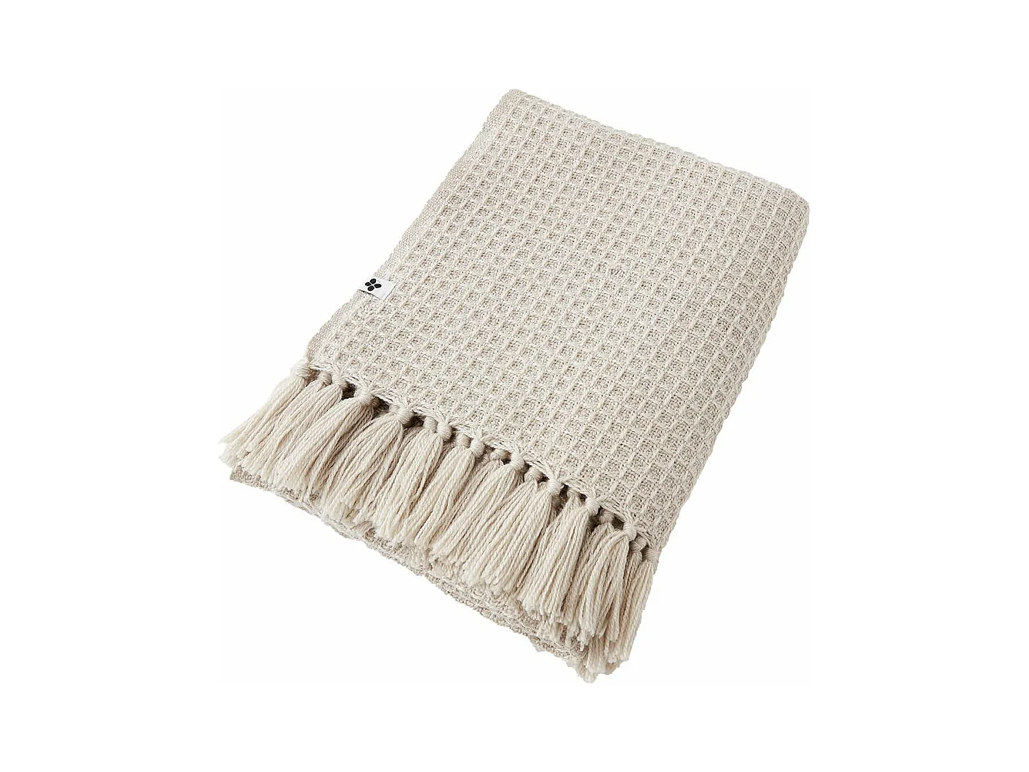KARL - Couvre-lit à Franges 100% Recyclé Tissage Nid d'abeilles 240x260cm Pampa