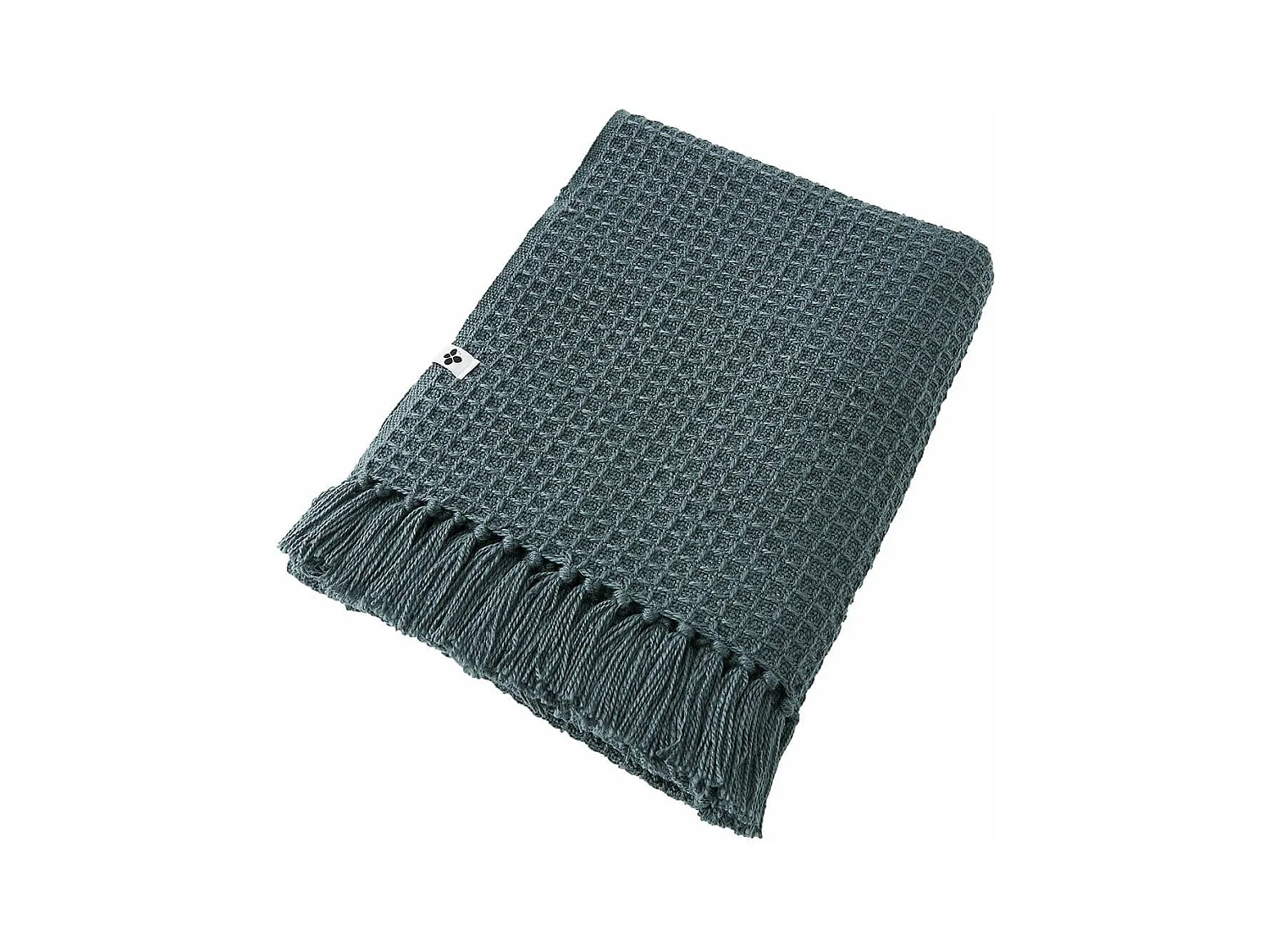 KARL - Couvre-lit à Franges 100% Recyclé Tissage Nid d'abeilles 240x260cm Ardoise