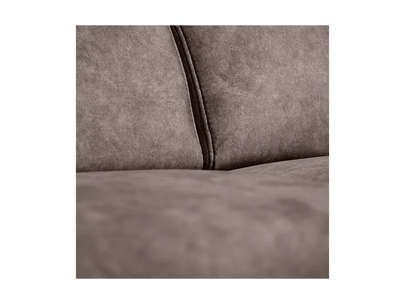 Canapé angle droit convertible coffre pouf microfibre marron – MERRIN