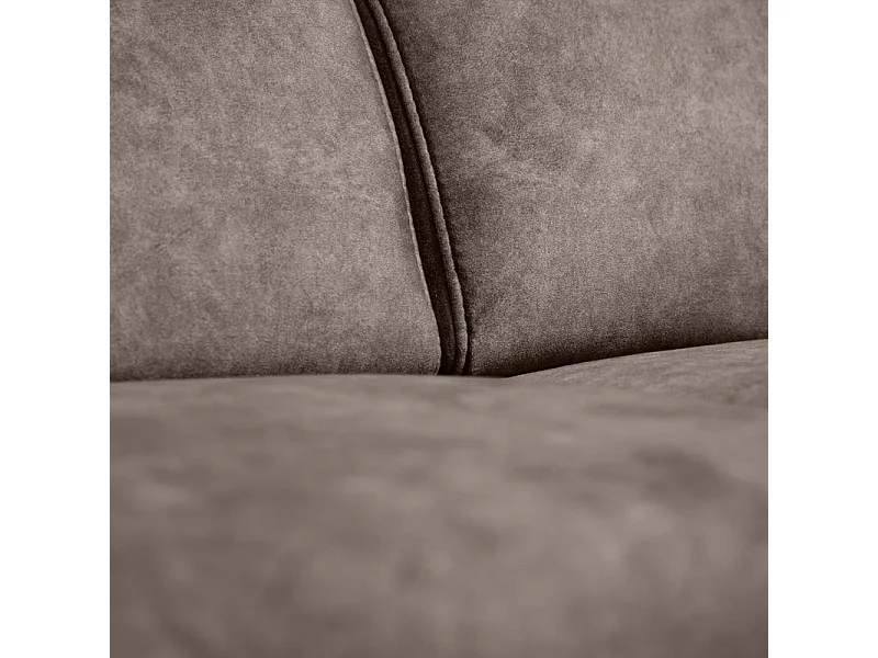 Canapé angle droit convertible coffre pouf microfibre marron – MERRIN