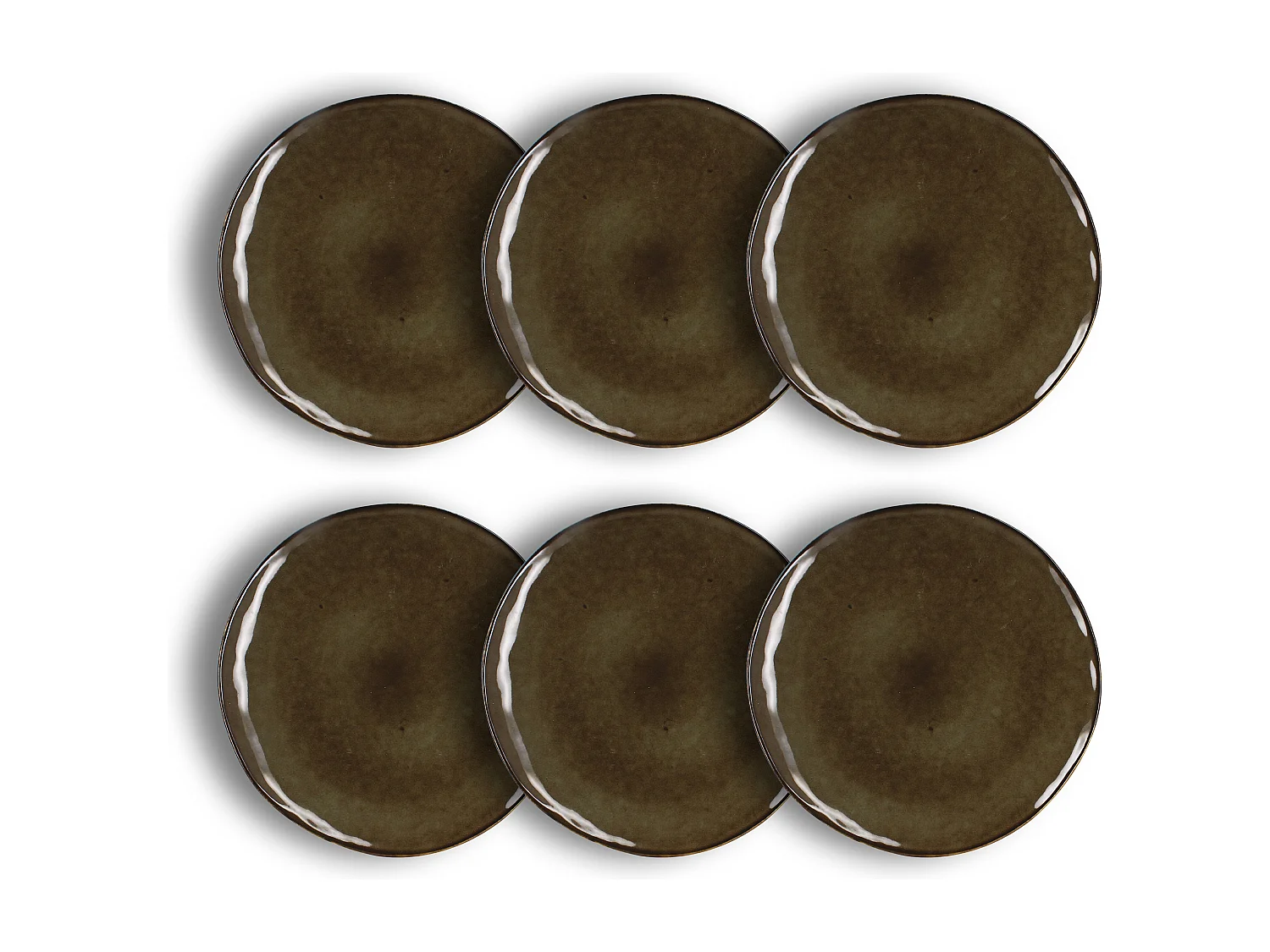 Ogo Living - Lot 6 Assiettes Plates Terra 27.5cm En Gres Marron