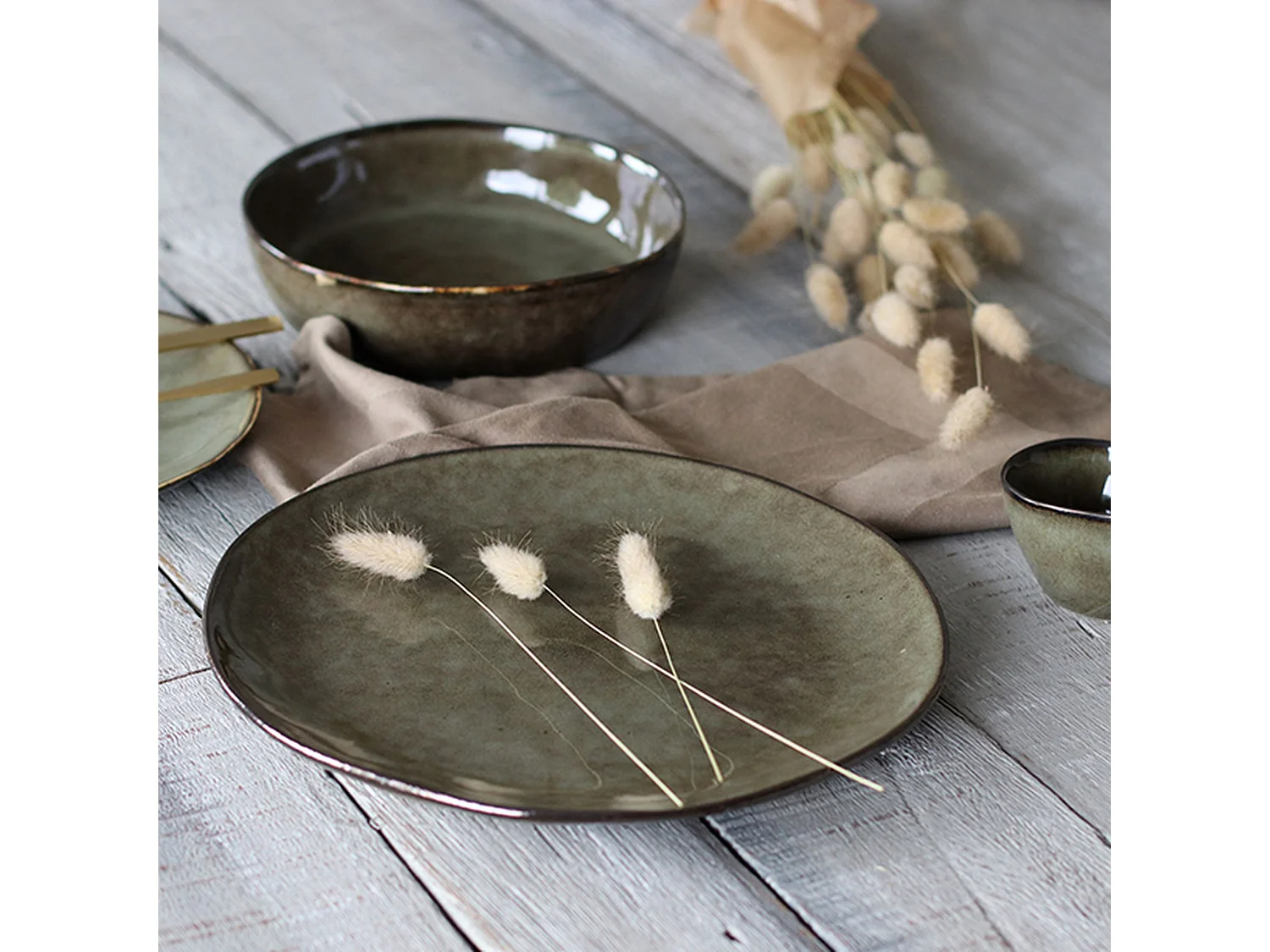 Ogo Living - Lot 6 Assiettes Plates Terra 27.5cm En Gres Marron