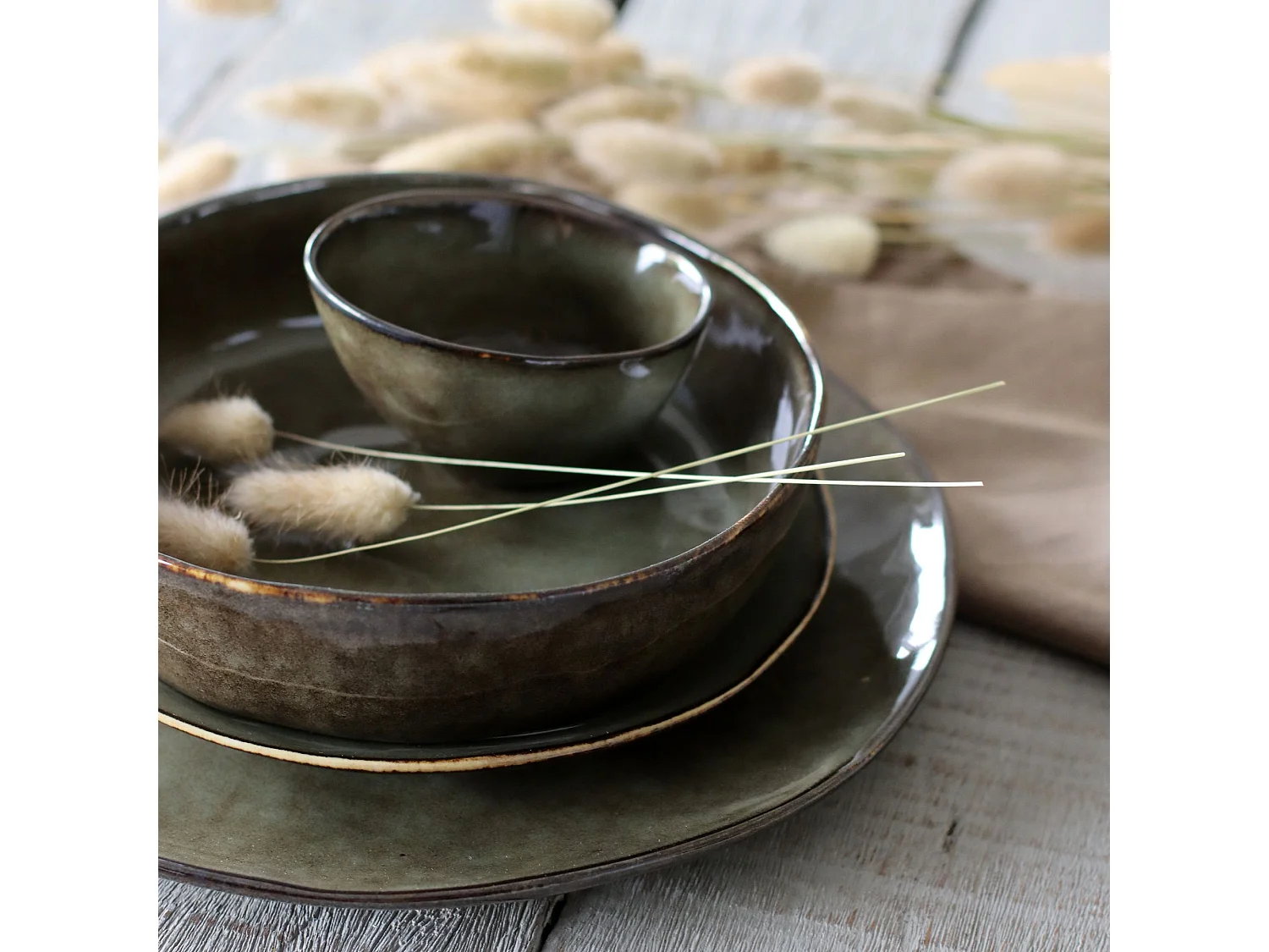 Ogo Living - Lot 6 Assiettes Plates Terra 27.5cm En Gres Marron