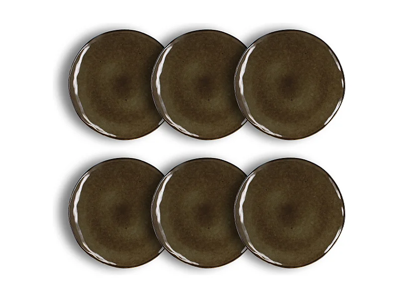 Ogo Living - Lot 6 Assiettes Plates Terra 27.5cm En Gres Marron