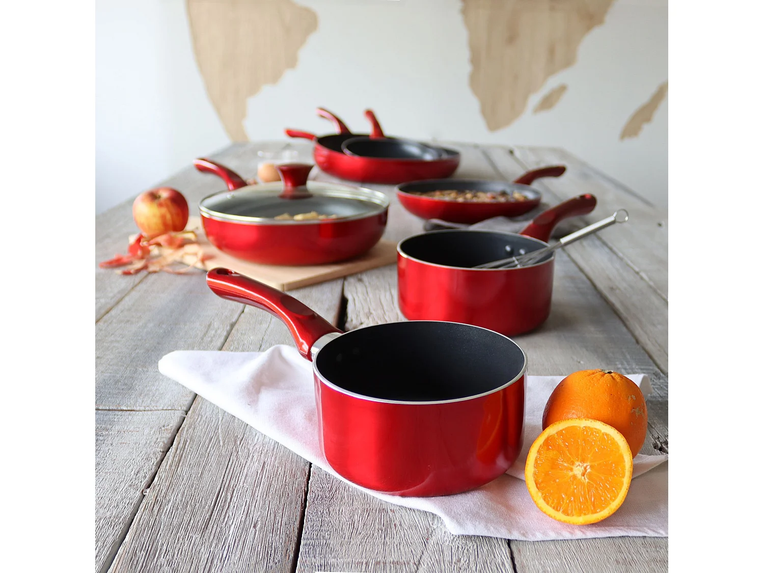 Menastyl - Set 12 Pieces Cerise Induction En Aluminium