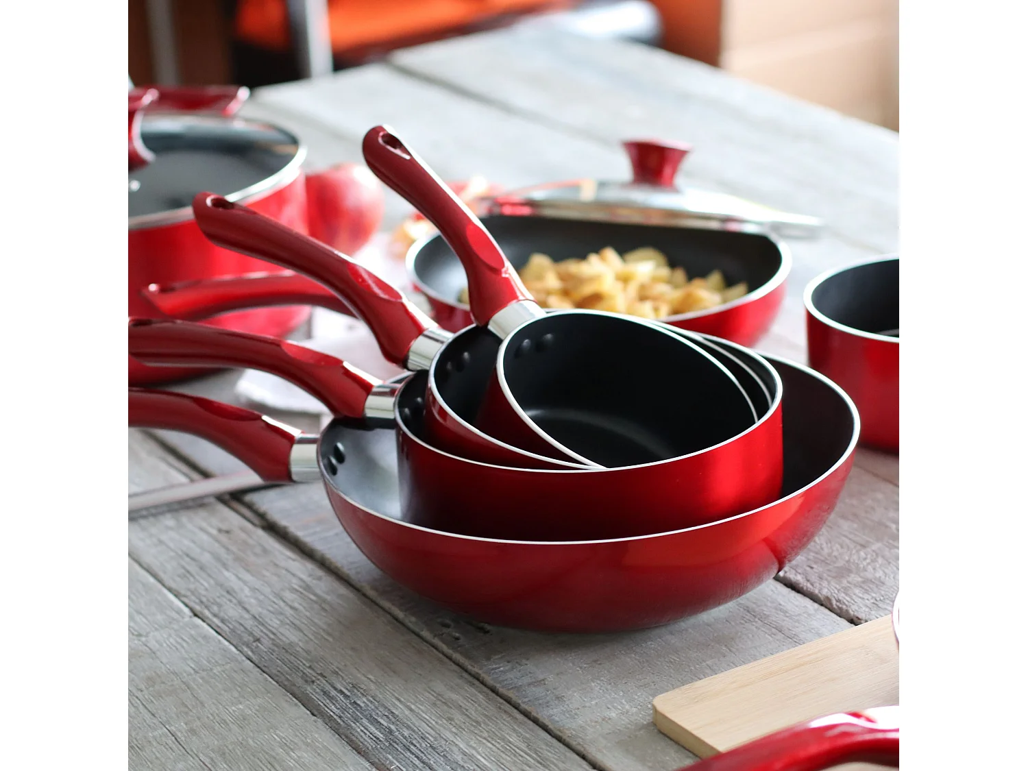 Menastyl - Set 12 Pieces Cerise Induction En Aluminium