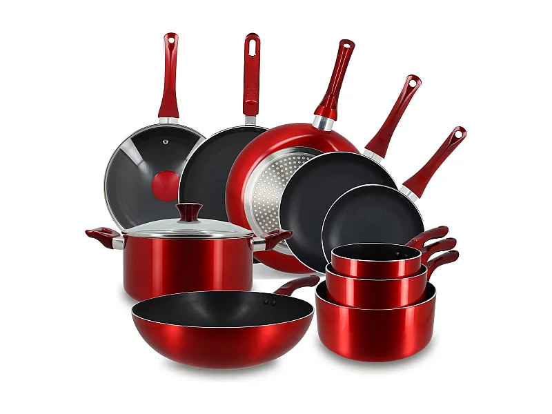 Menastyl - Set 12 Pieces Cerise Induction En Aluminium