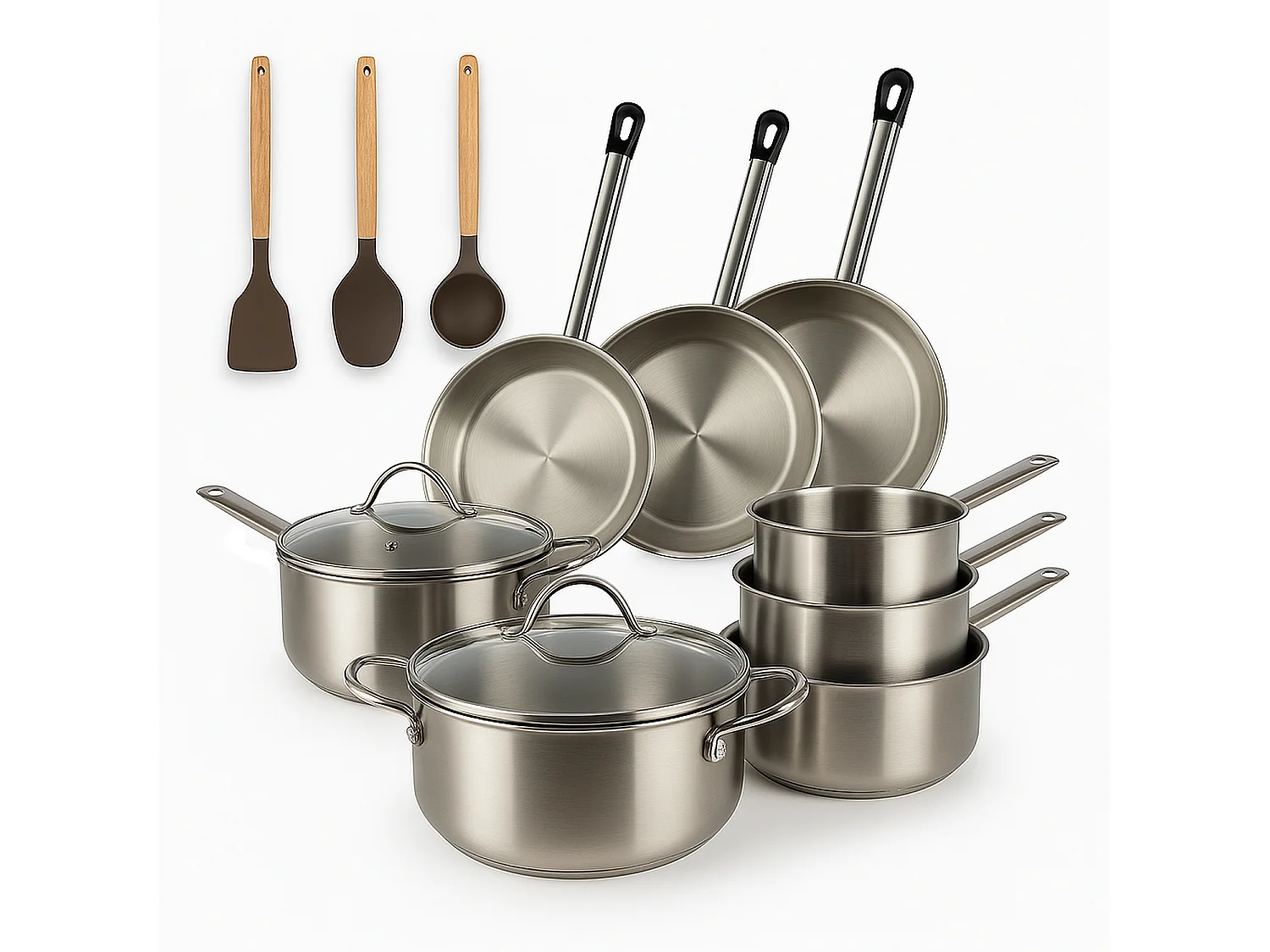 Menastyl - Set 11 Pieces Cuisson Professionnel En Acier Inoxydable Induction