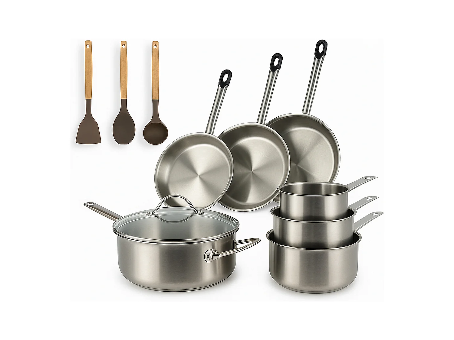 Menastyl - Set 10 Pieces Cuisson Professionnel En Acier Inoxydable Induction