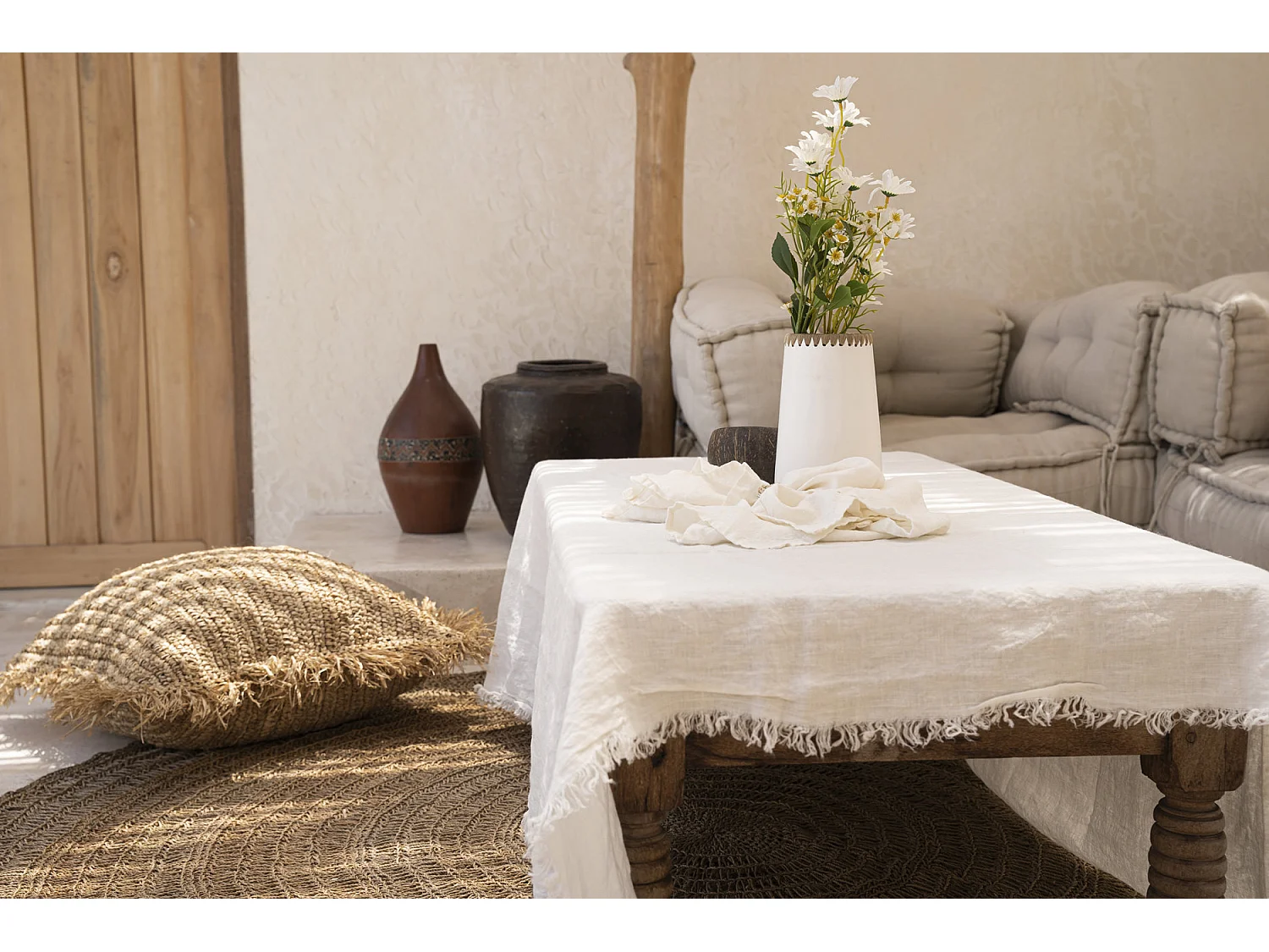 La Nappe en Lin - Blanc -150x200