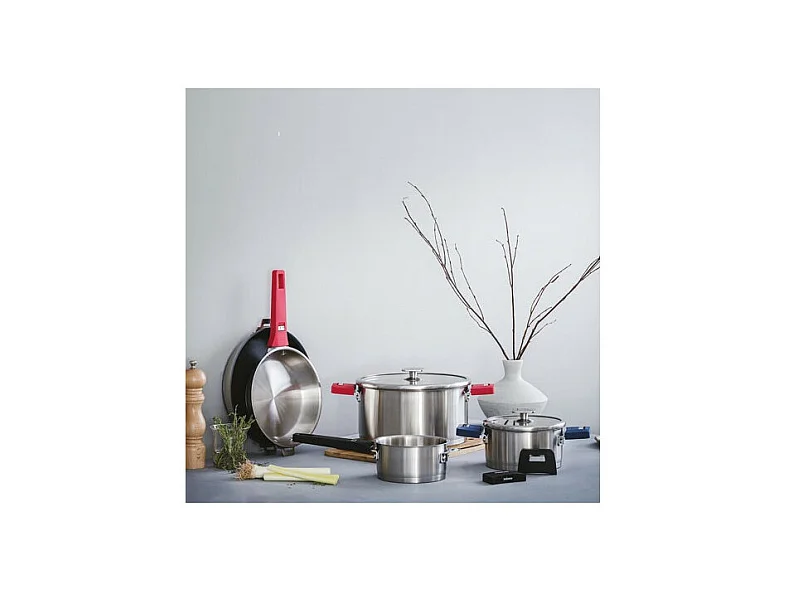 Afneembare 18 cm roestvrijstalen kookpan met Click & Lock-systeem - Combi-collectie van Lacor