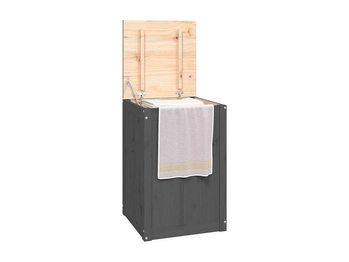 Wäschetruhe Grau 44x44x66 cm Massivholz Kiefer