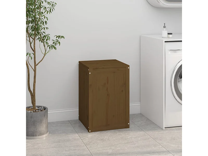 Wäschetruhe Honigbraun 44x44x66 cm Massivholz Kiefer