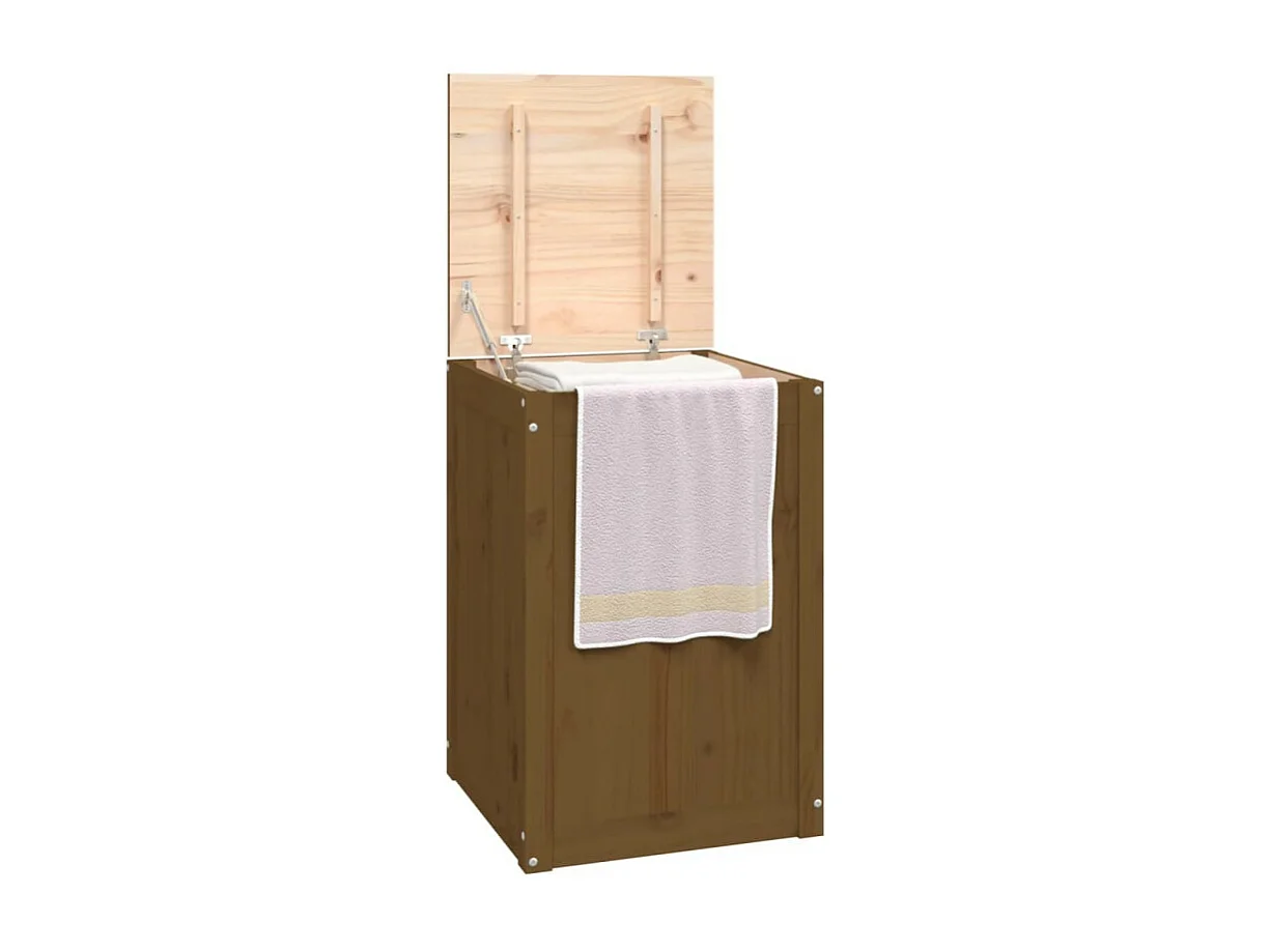 Wäschetruhe Honigbraun 44x44x66 cm Massivholz Kiefer