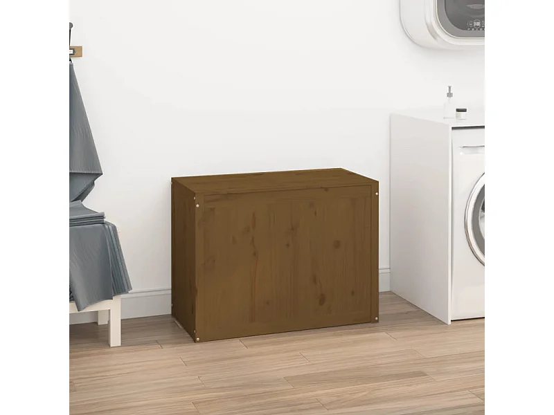 Boîte à linge Marron miel 88,5x44x66 cm Bois massif de pin