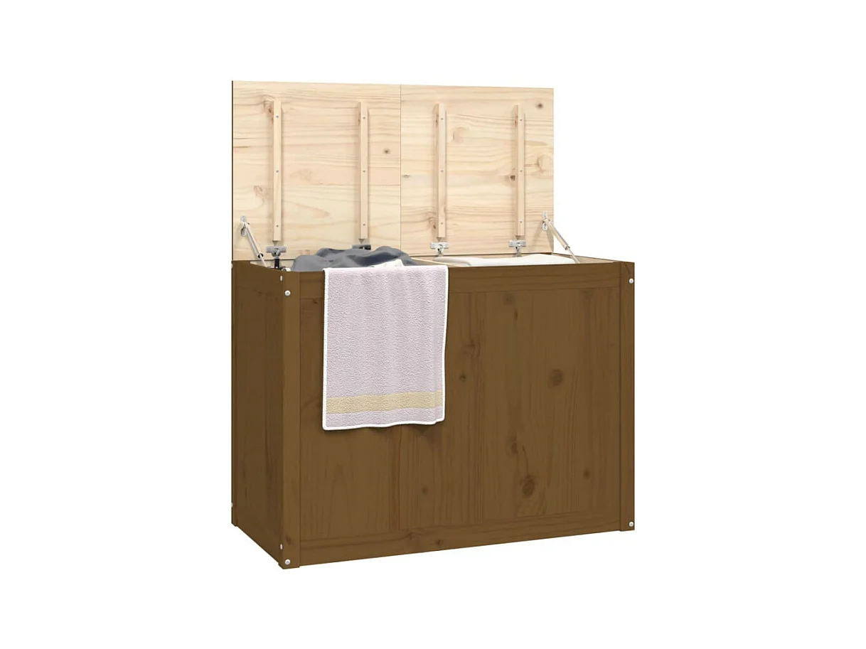 Boîte à linge Marron miel 88,5x44x66 cm Bois massif de pin