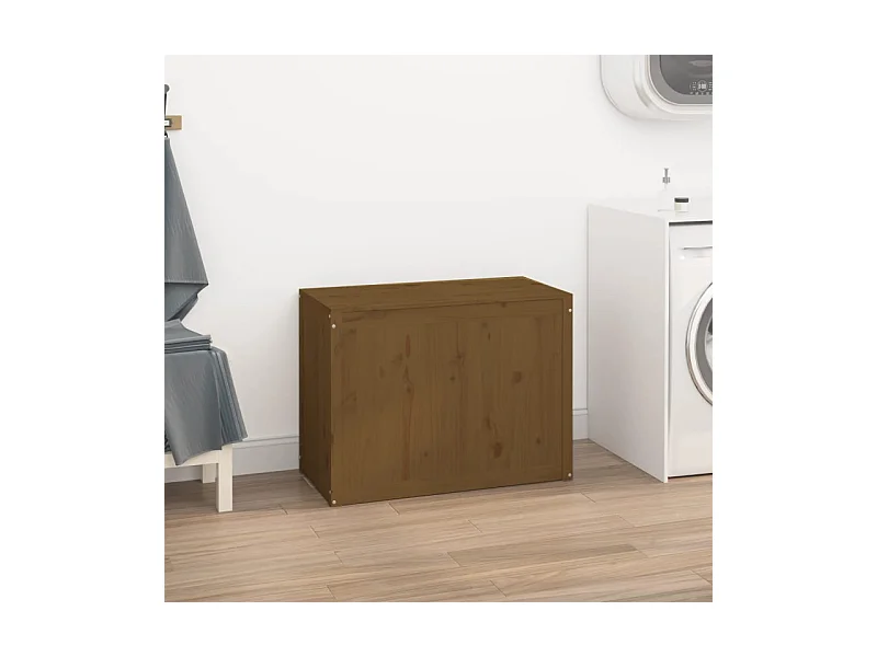 Wäschetruhe Honigbraun 88,5x44x66 cm Massivholz Kiefer