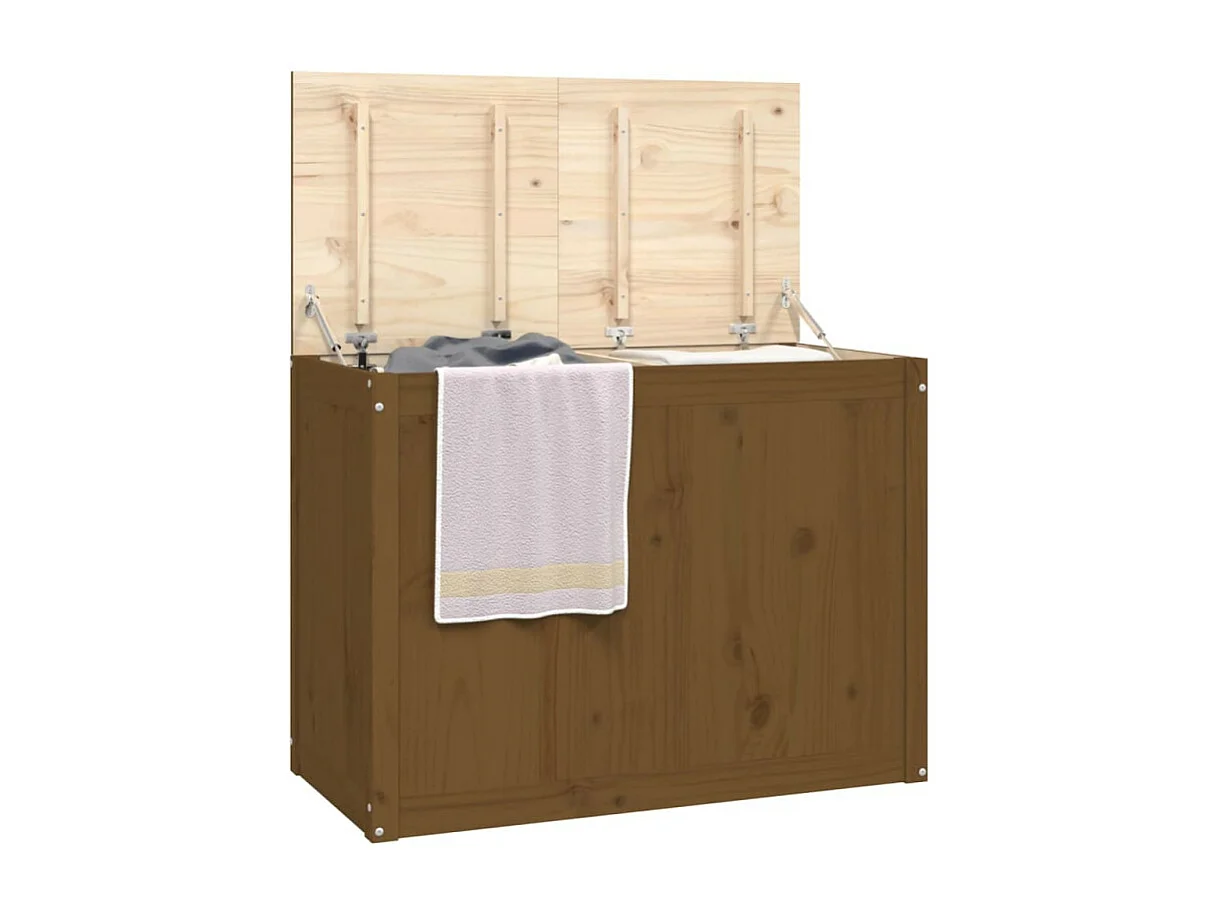 Boîte à linge Marron miel 88,5x44x66 cm Bois massif de pin