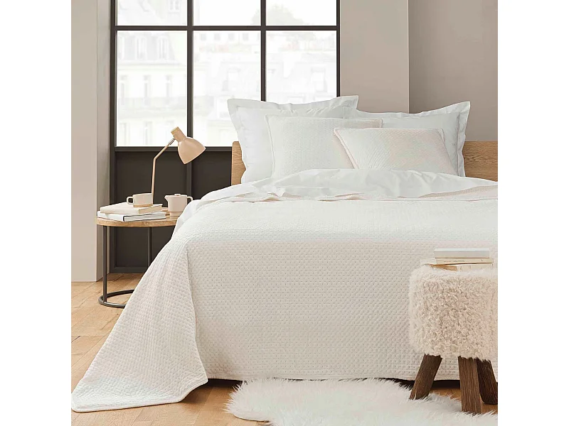 Couvre-lit velours relief/sherpa Mylene Naturel