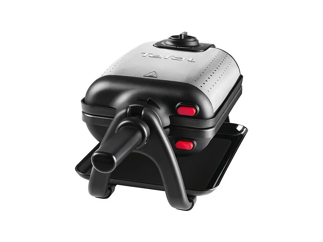 TEFAL WM756D12 Gaufrier King Size 1200W Thermostat Voyant lumineux Bouton On/Off Poignée tournante et rabattable Noir/Inox