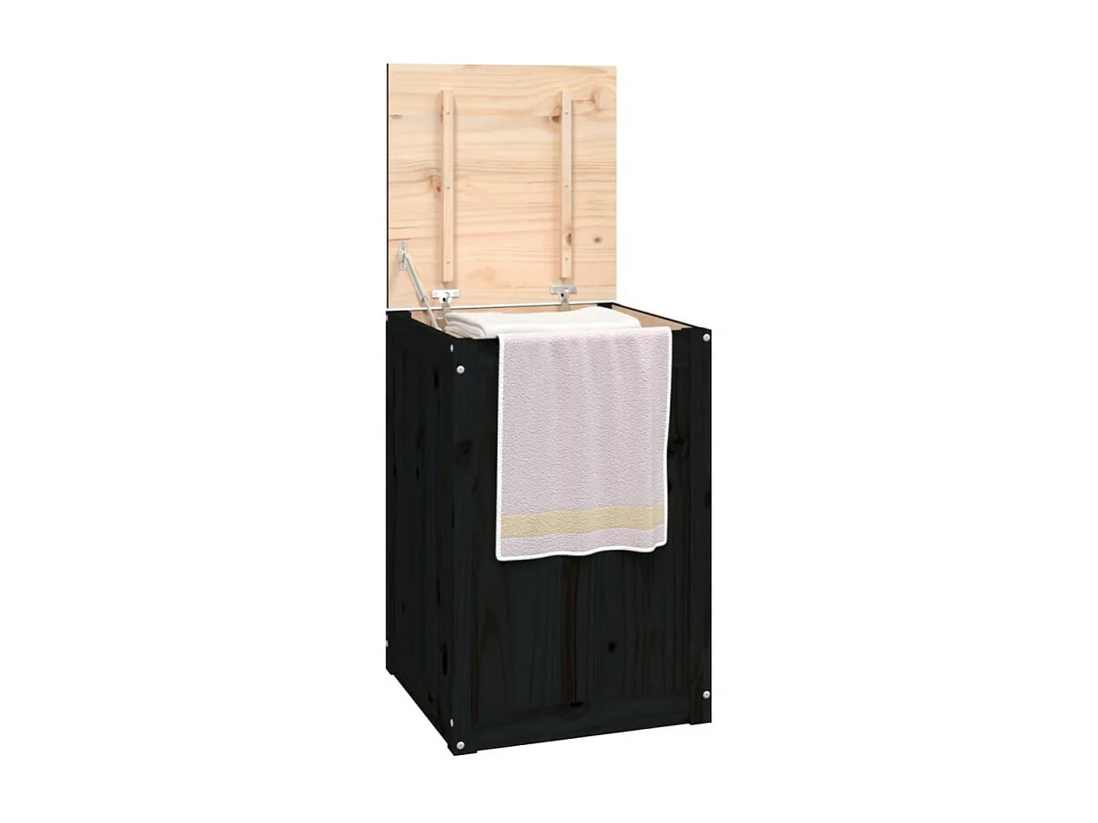 Wäschetruhe Schwarz 44x44x66 cm Massivholz Kiefer