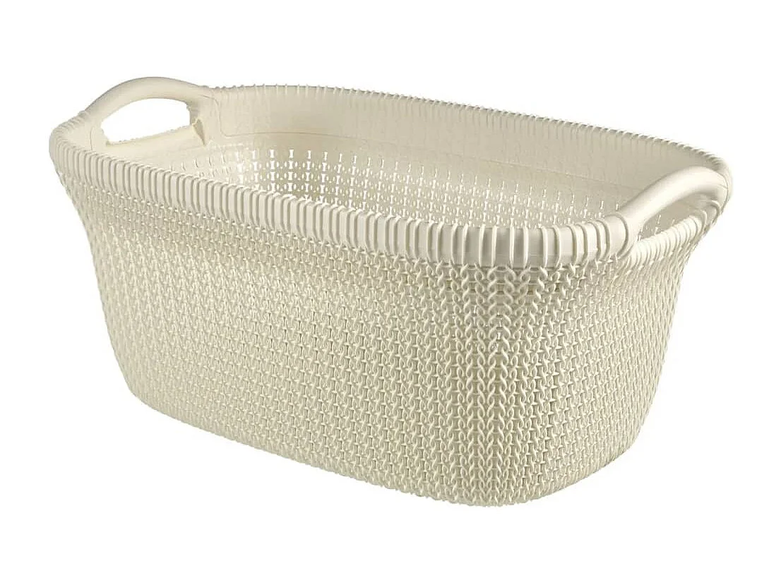 Curver Panier à linge Knit 40 L Blanc crème