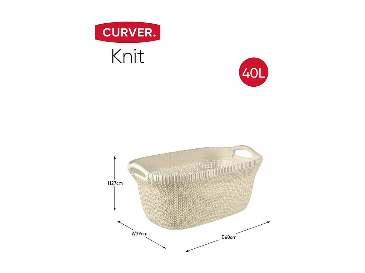 Wäschekorb Knit 40 L Cremeweiß