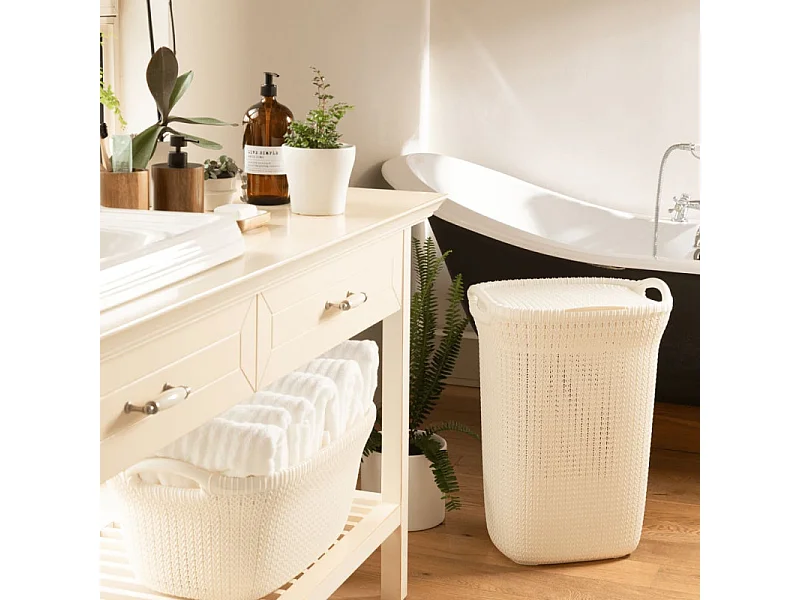 Wäschekorb Knit 40 L Cremeweiß