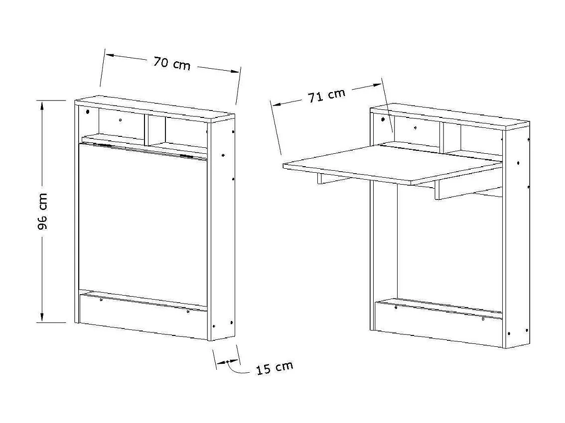 Table de cuisine pliante avec rangements Bracked