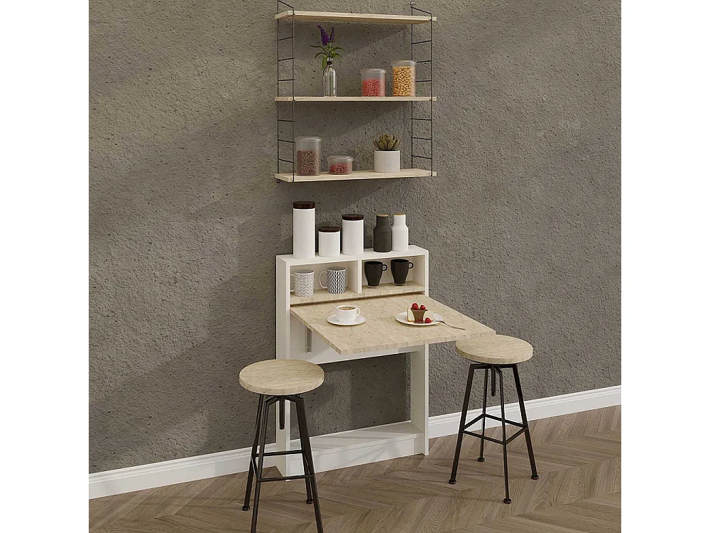 Table de cuisine pliante avec rangements Bracked