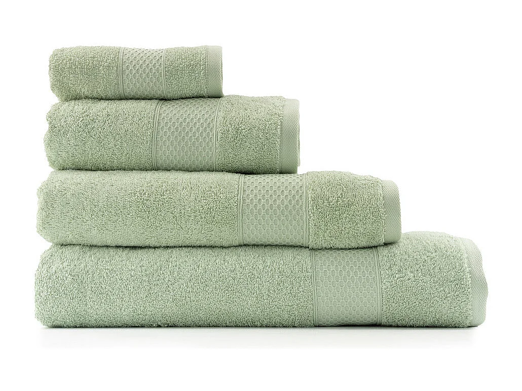 Set van 2 handdoeken - Grote handdoek - 100% katoen - Groen - 100x150
