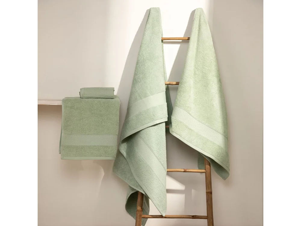 Set van 2 handdoeken - Grote handdoek - 100% katoen - Groen - 100x150