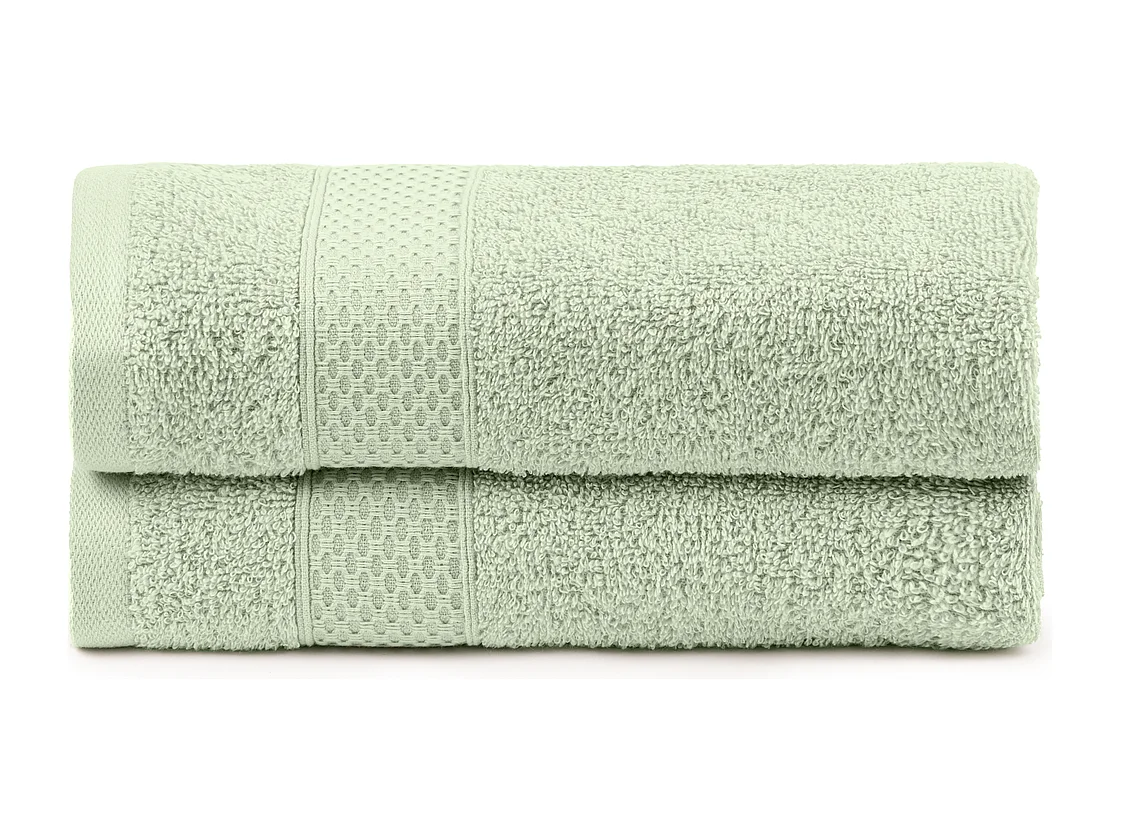 Set van 2 handdoeken - Grote handdoek - 100% katoen - Groen - 100x150