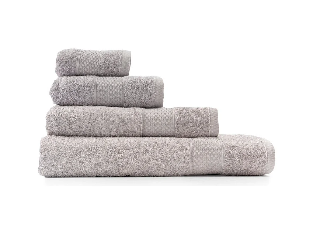 Set van 2 handdoeken - Douchehanddoek - 100% katoen - Grijs - 70x140