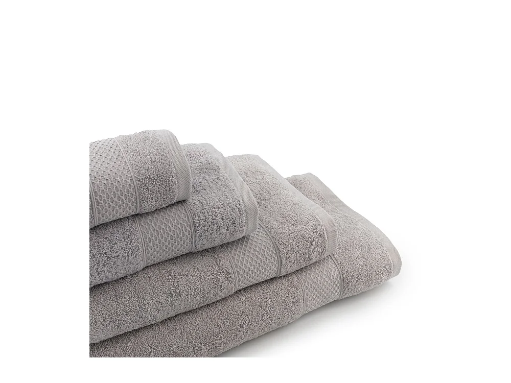 Set van 2 handdoeken - Douchehanddoek - 100% katoen - Grijs - 70x140