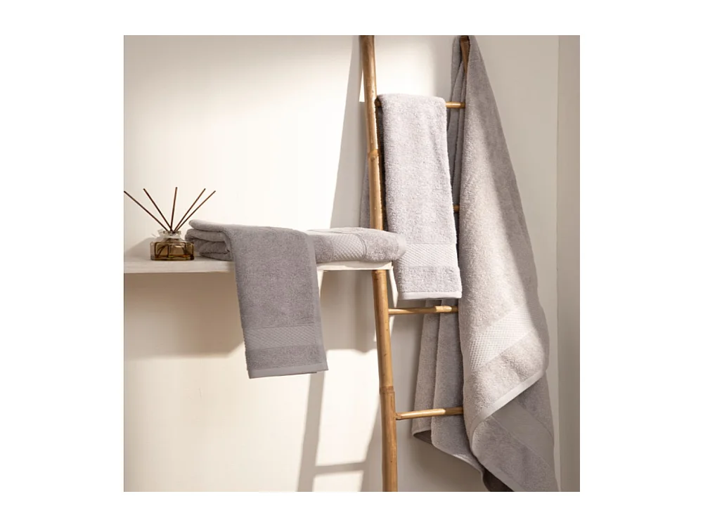 Set van 2 handdoeken - Douchehanddoek - 100% katoen - Grijs - 70x140