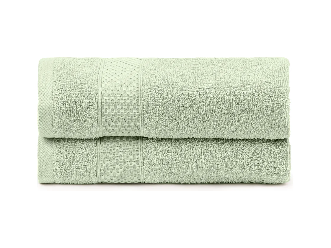 Set van 2 handdoeken - Douchehanddoek - 100% katoen - Groen - 70x140