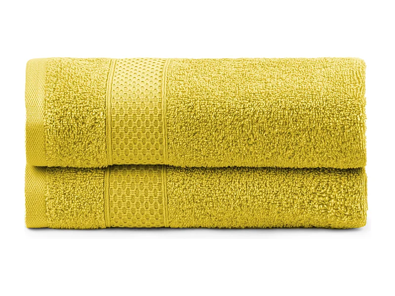 Set van 2 handdoeken - Douchehanddoek - 100% katoen - Mosterd - 70x140