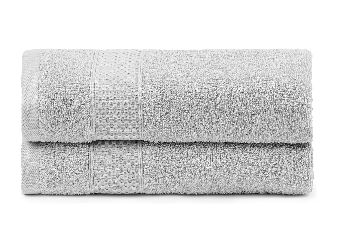 Lot de 2 Serviettes - Serviette Bidet - 100% Coton - Gris - 50x100
