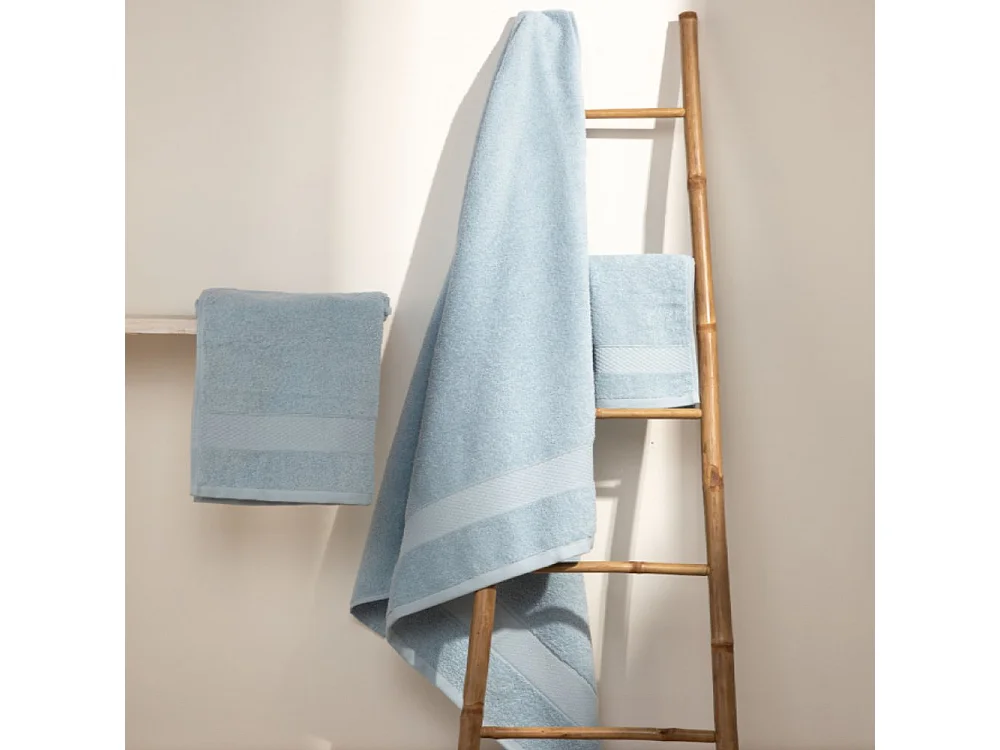 Set van 2 handdoeken - Grote handdoek - 100% katoen - Blauw - 100x150