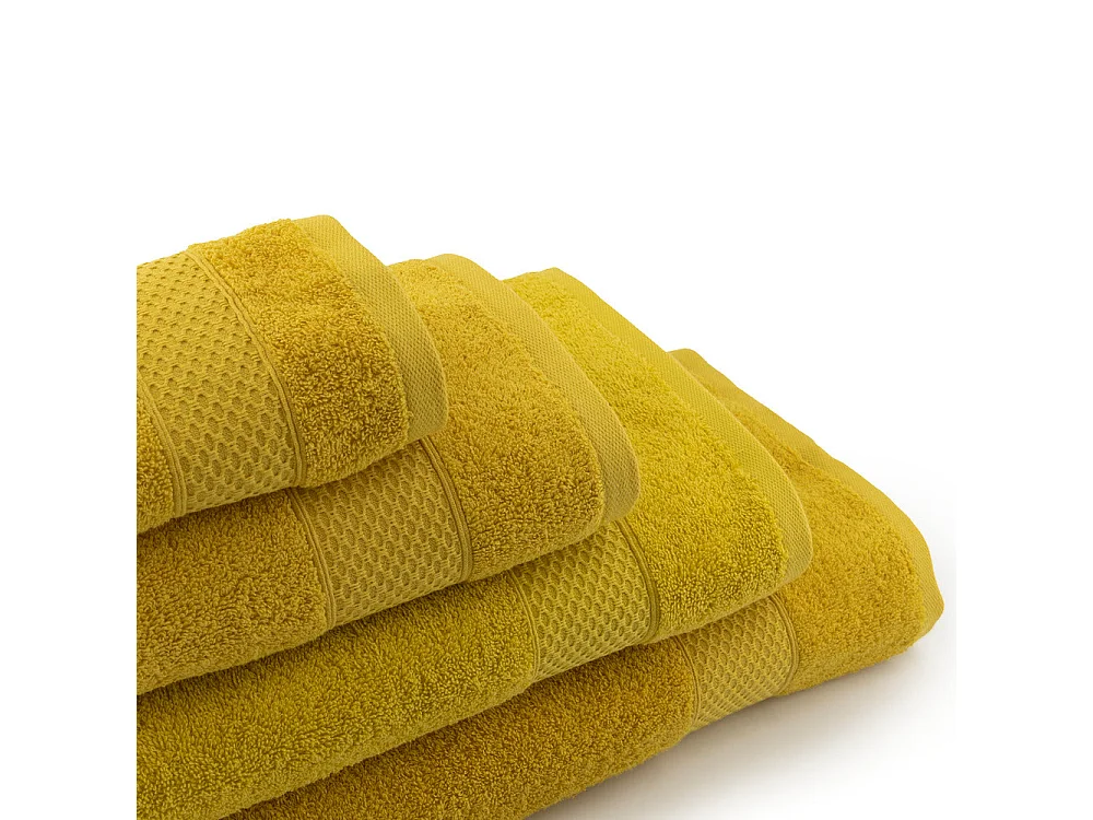 Set van 2 handdoeken - Grote handdoek - 100% katoen - Mosterd - 100x150