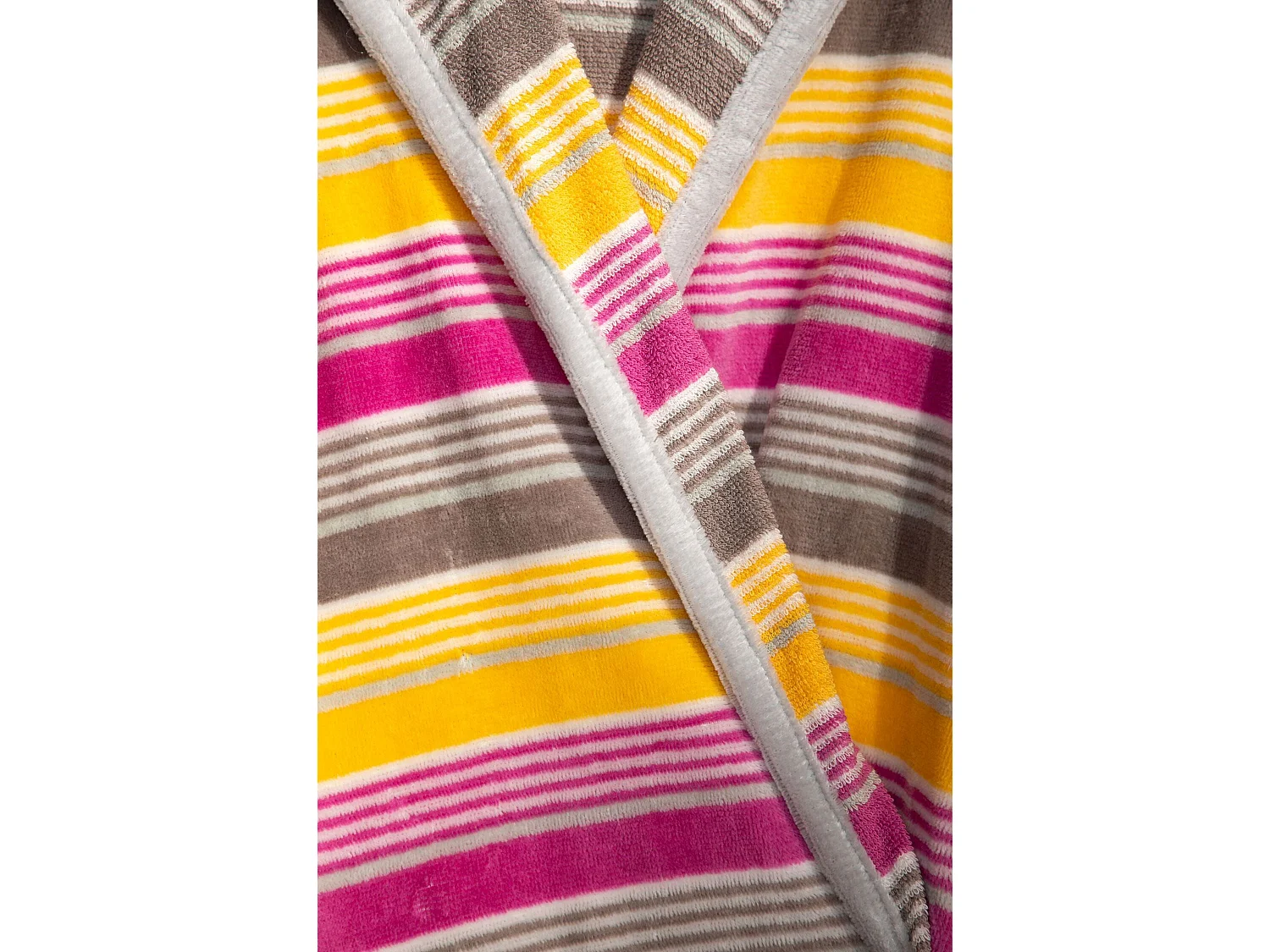 Boskimo Rosana - Peignoir en Velours 100% Coton - Rayé - L