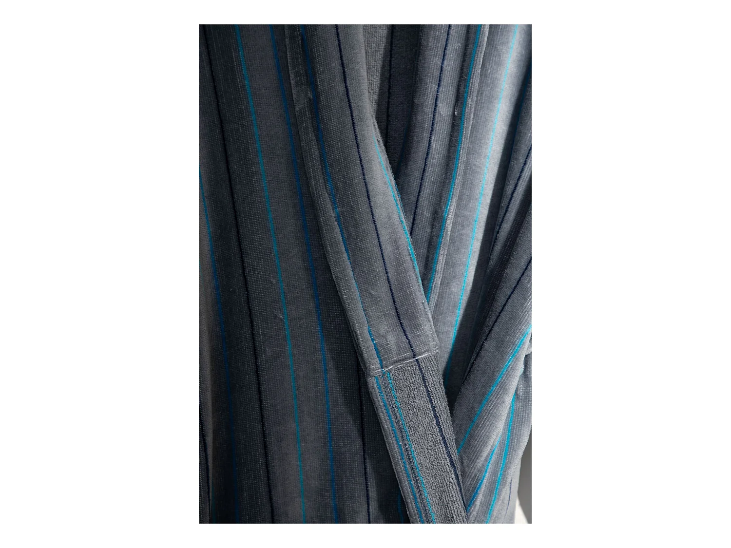 Boskimo Wesley – Bademantel aus 100 % Baumwollsamt – Schwarz gestreift – XL