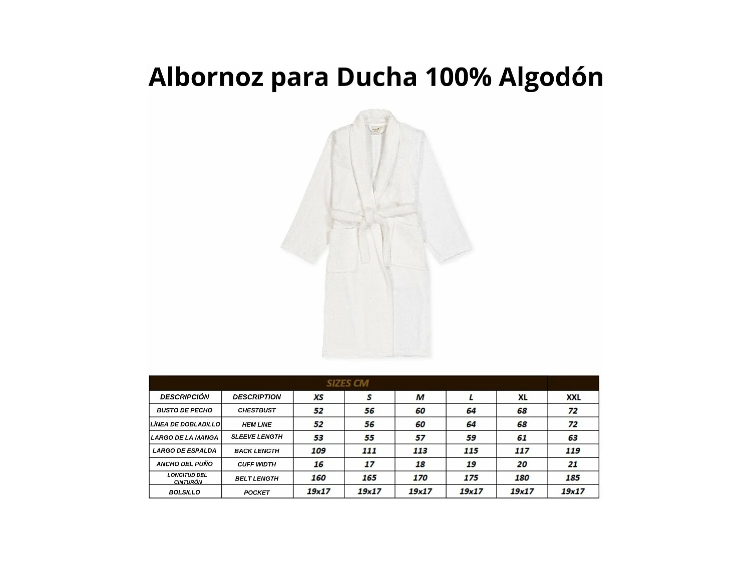 Boskimo Wesley – Bademantel aus 100 % Baumwollsamt – Schwarz gestreift – XL