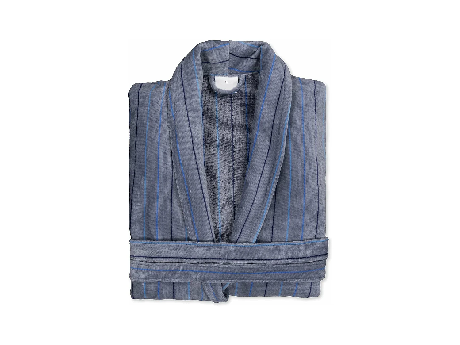 Boskimo Wesley – Bademantel aus 100 % Baumwollsamt – Schwarz gestreift – XL