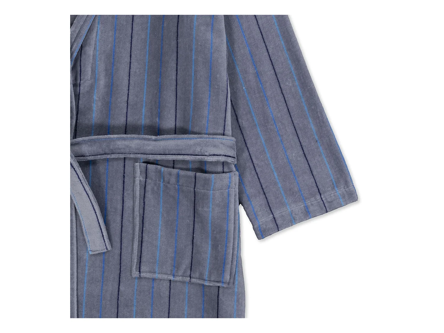 Boskimo Wesley – Bademantel aus 100 % Baumwollsamt – Schwarz gestreift – XL