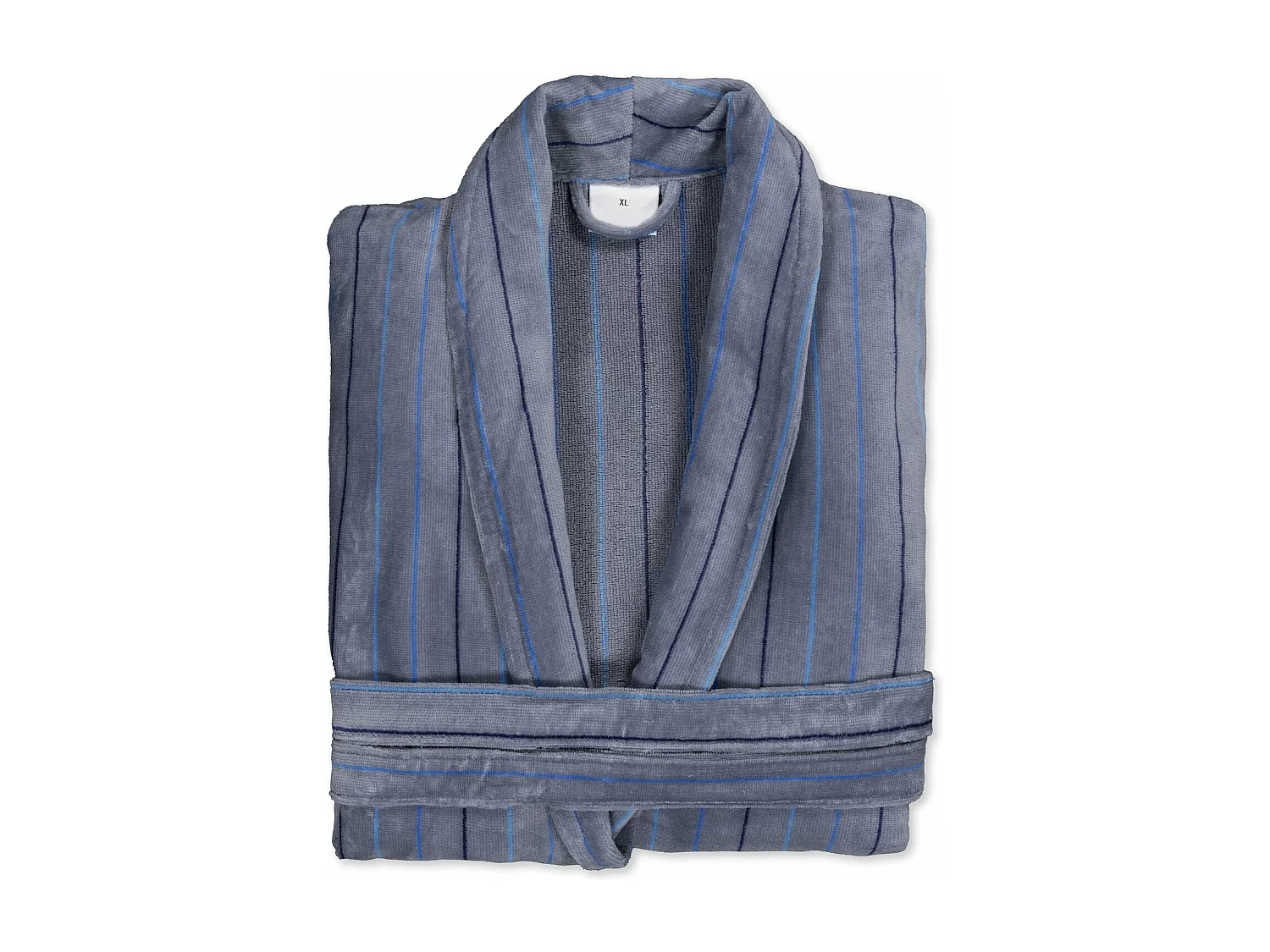 Boskimo Wesley - Accappatoio in velluto di cotone 100% - A righe nere - XL